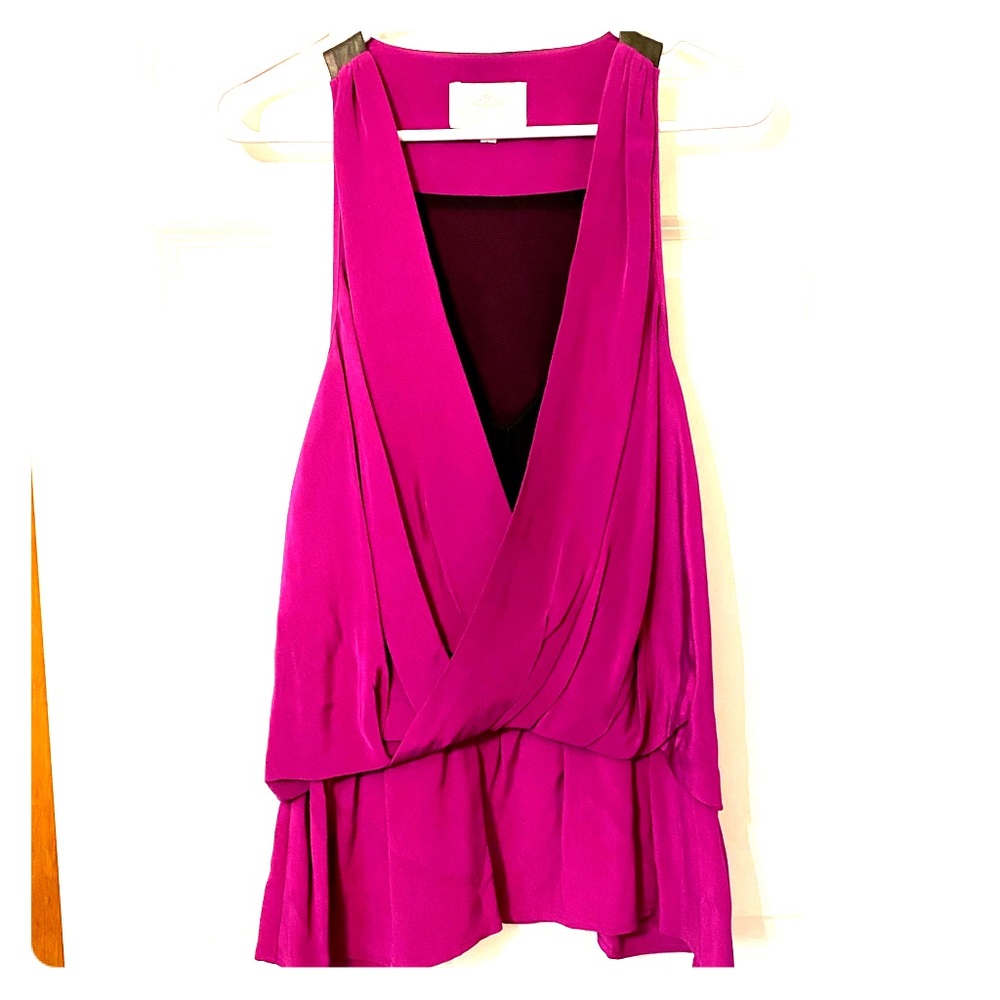 Madison Marcus magenta silk top size M